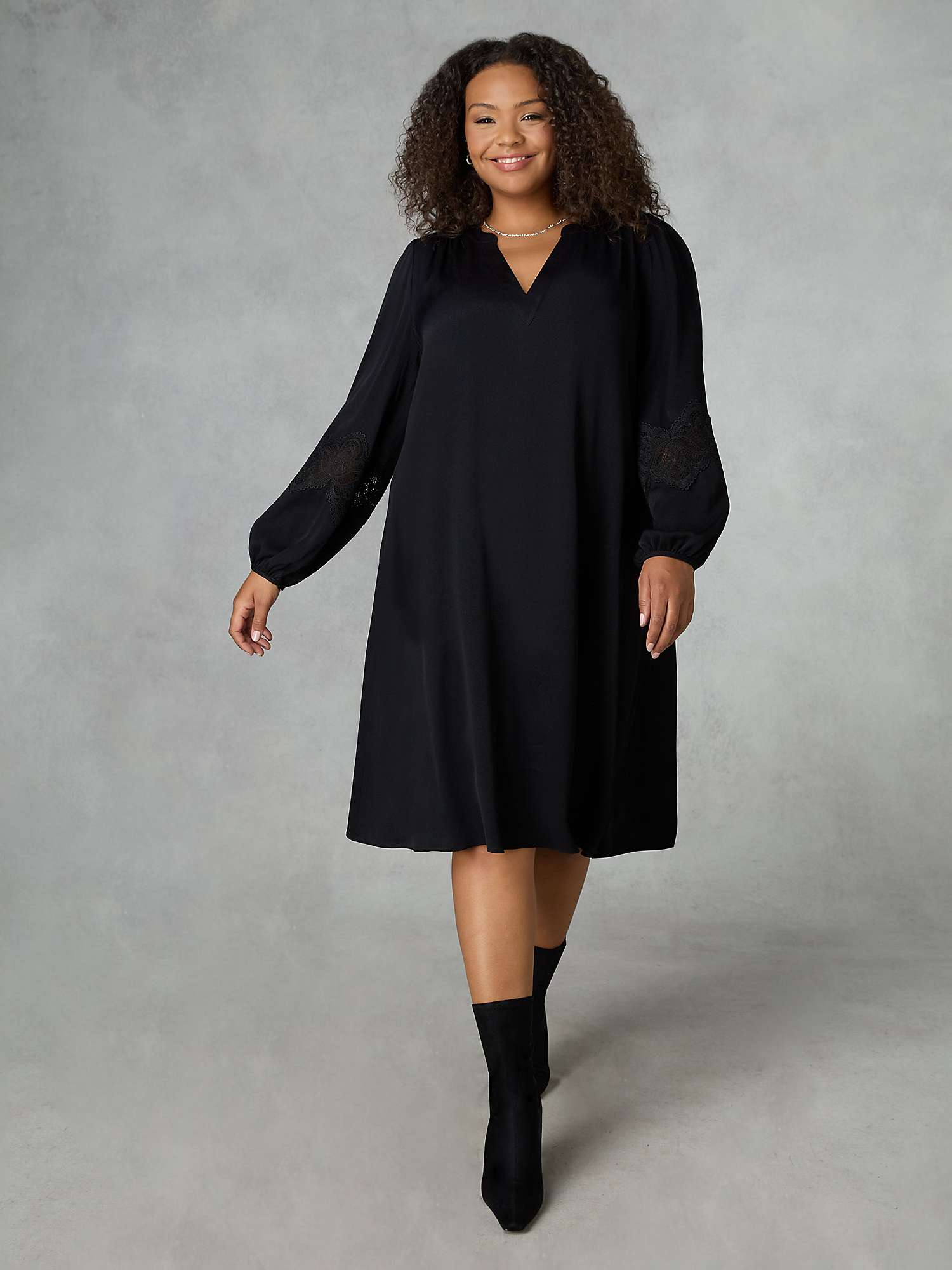 Buy Live Unlimited Curve Crochet Dress, Black Online at johnlewis.com