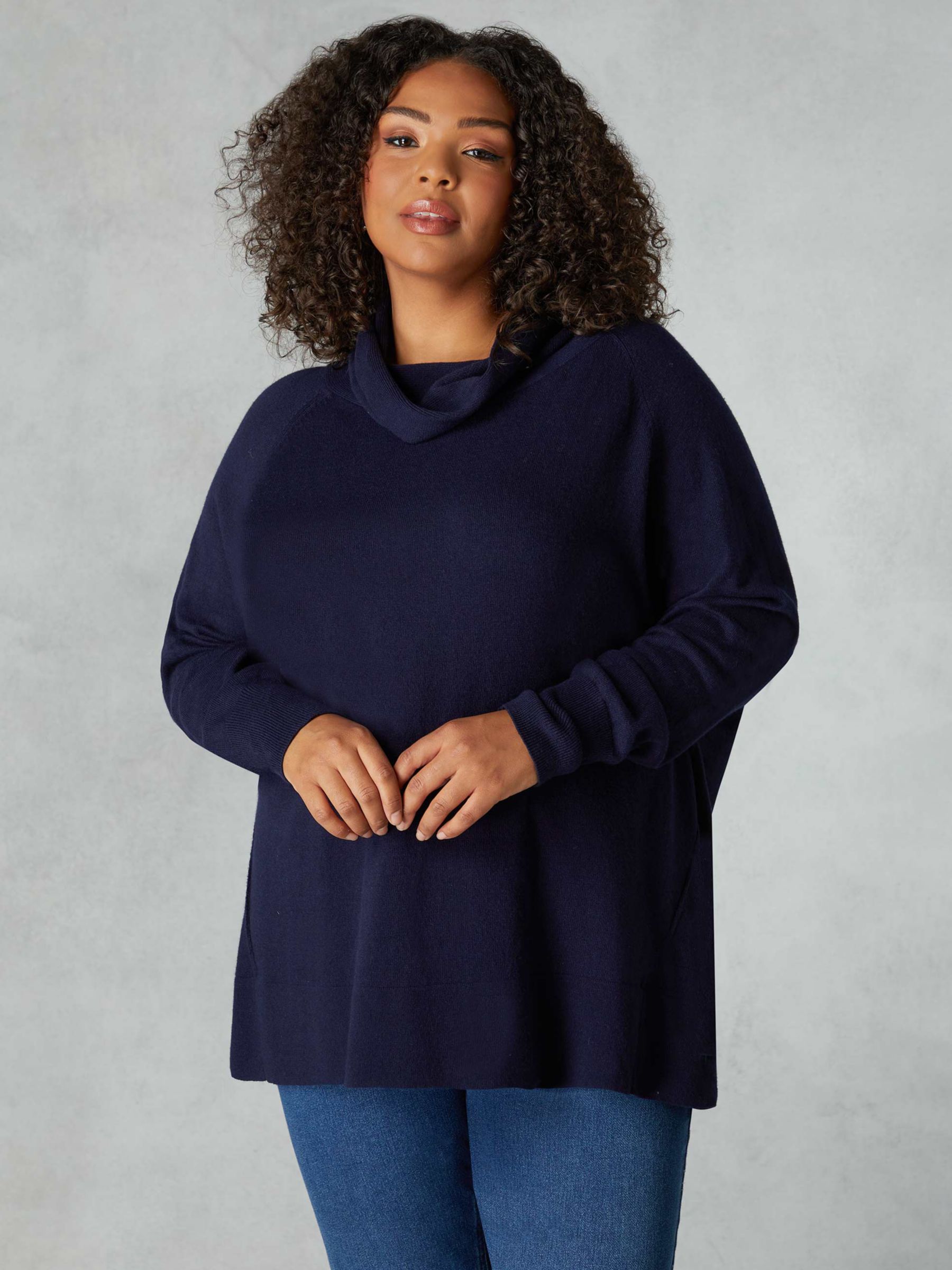 Live Unlimited Curve Roll Neck Jumper, Navy, 12