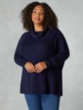 Live Unlimited Curve Roll Neck Jumper, Navy