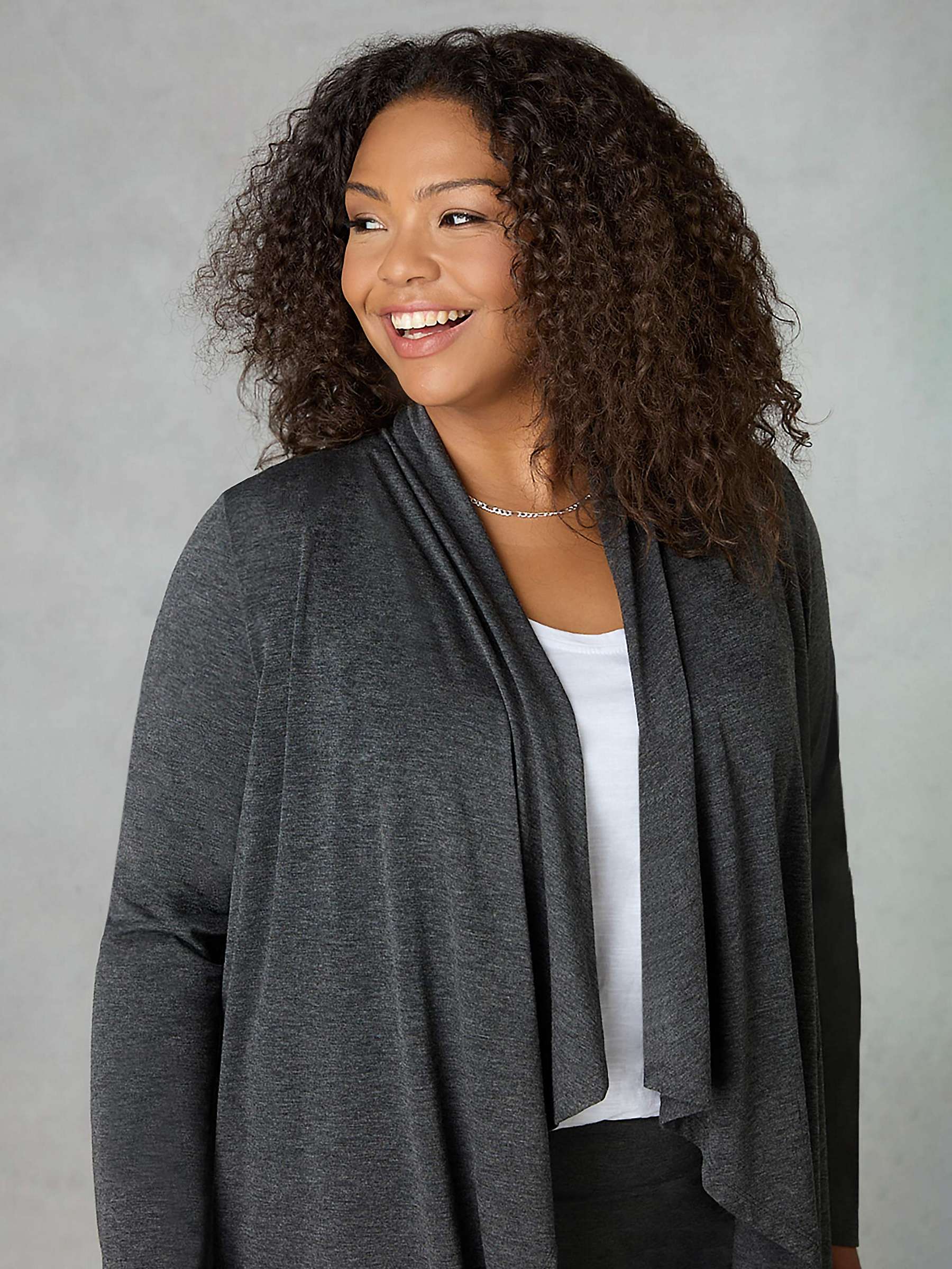 Live Unlimited Curve Jersey Waterfall Cardigan, Grey at John Lewis