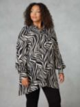 Live Unlimited Curve Linear Print Hanky Hem Shirt, Natural/Black