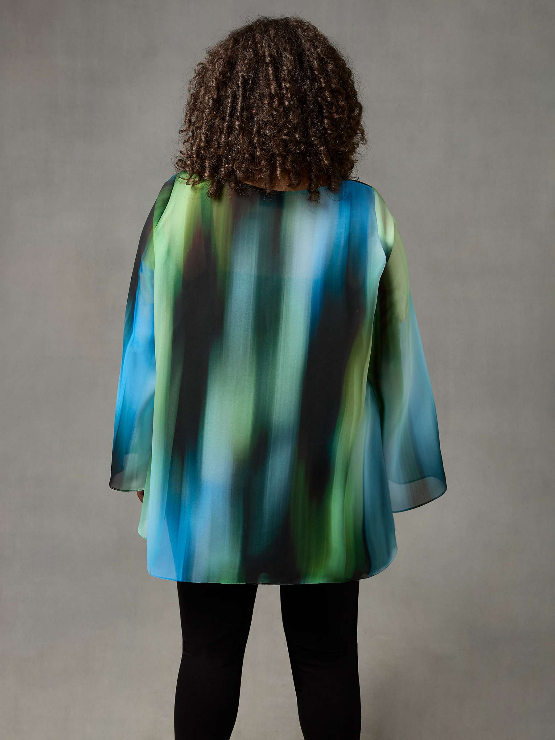 Buy Live Unlimited Curve Ombre Print Chiffon High Low Top, Blue Online at johnlewis.com