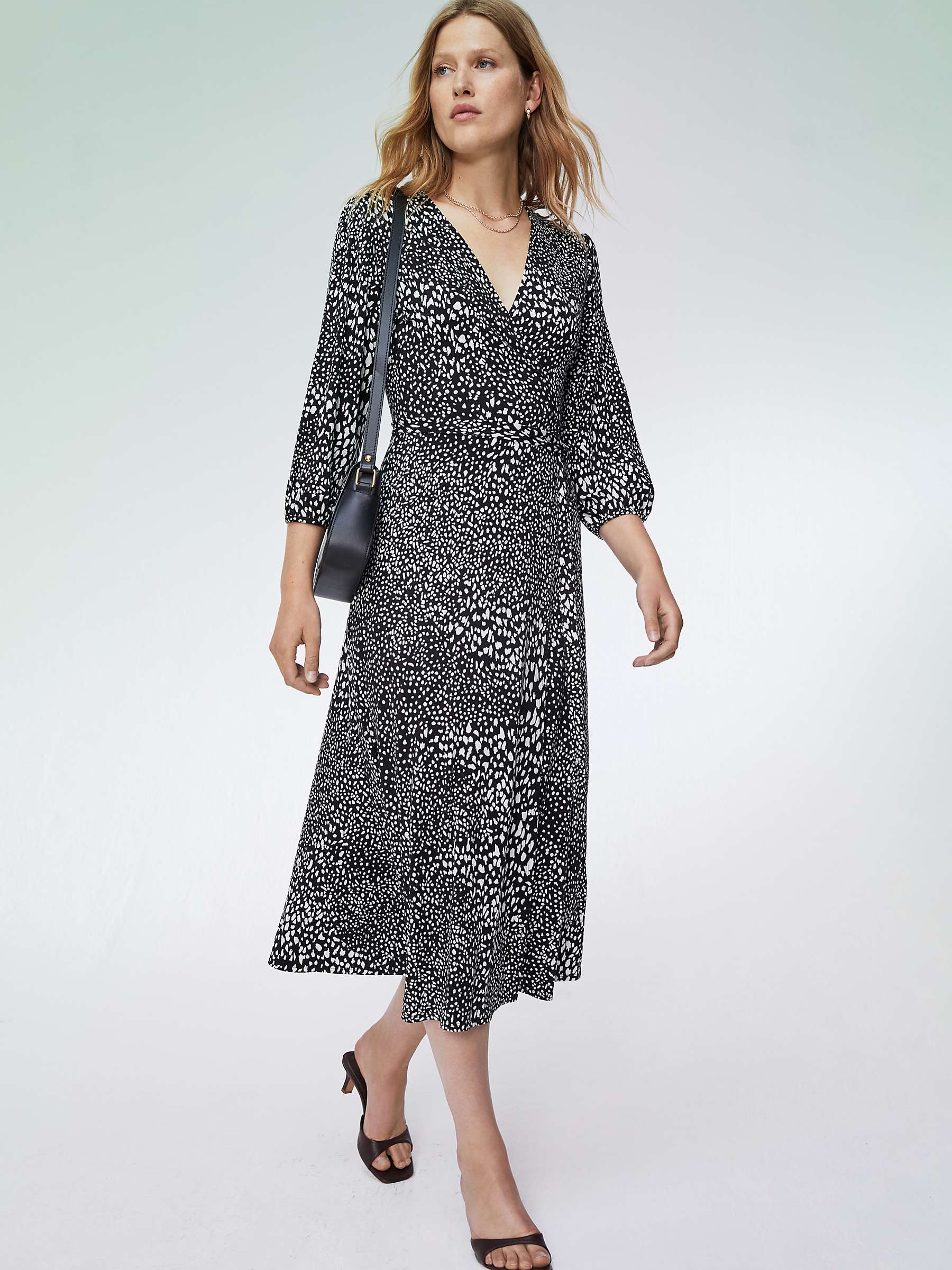 Buy Baukjen Judy Textured Spot Wrap Midi Dress, Black Online at johnlewis.com