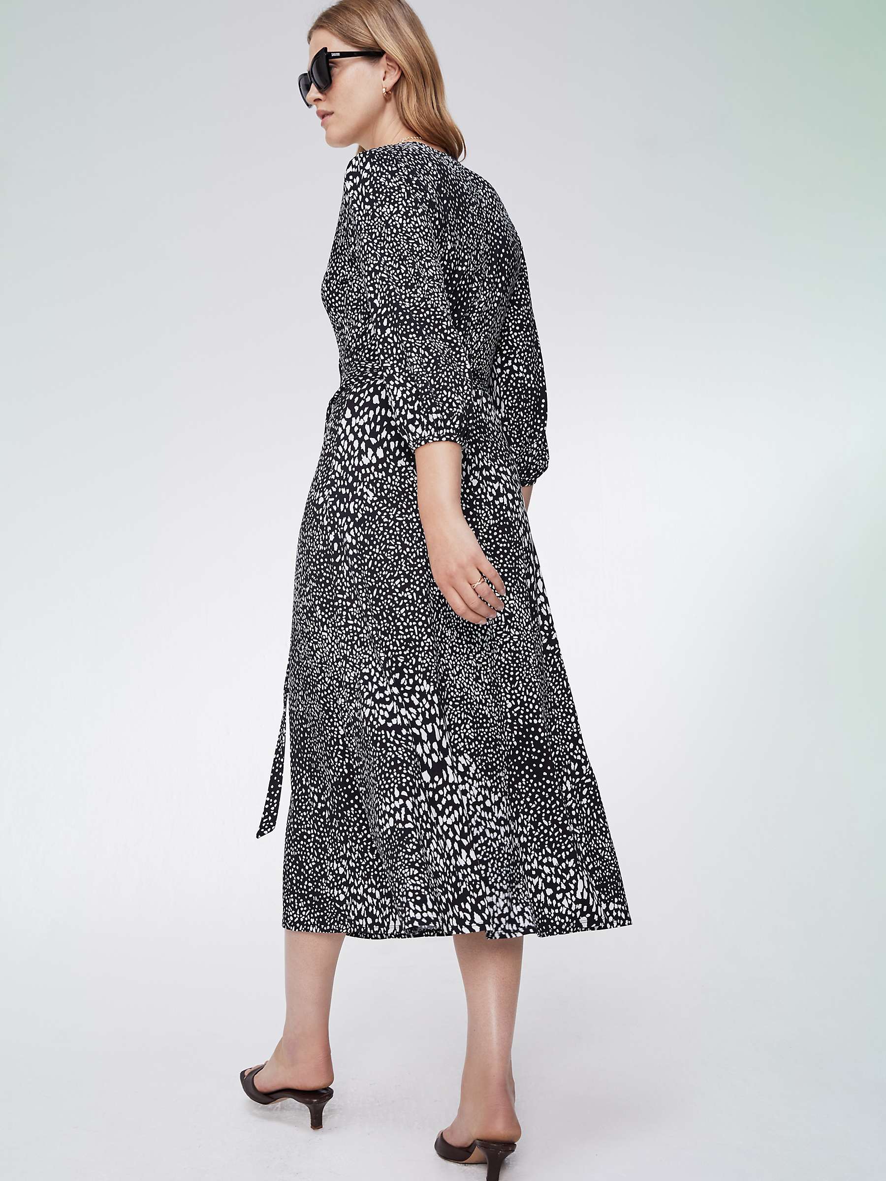 Buy Baukjen Judy Textured Spot Wrap Midi Dress, Black Online at johnlewis.com