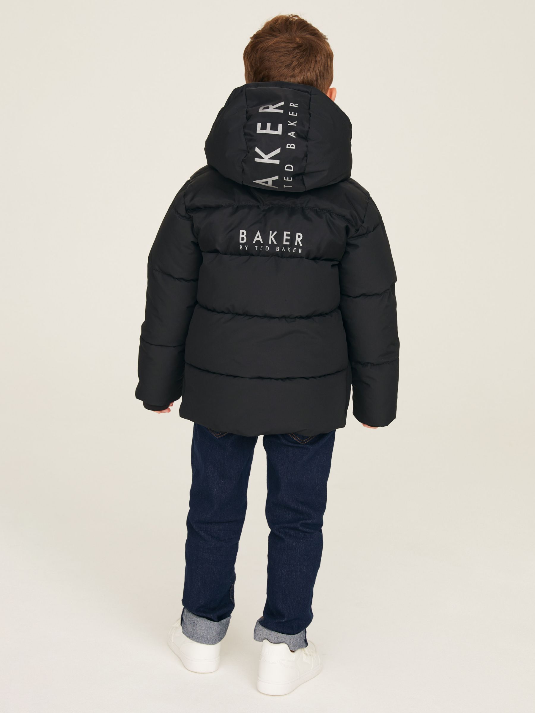 Ted Baker Kids' Baker Logo Puffer Jacket, Black, 7 years
