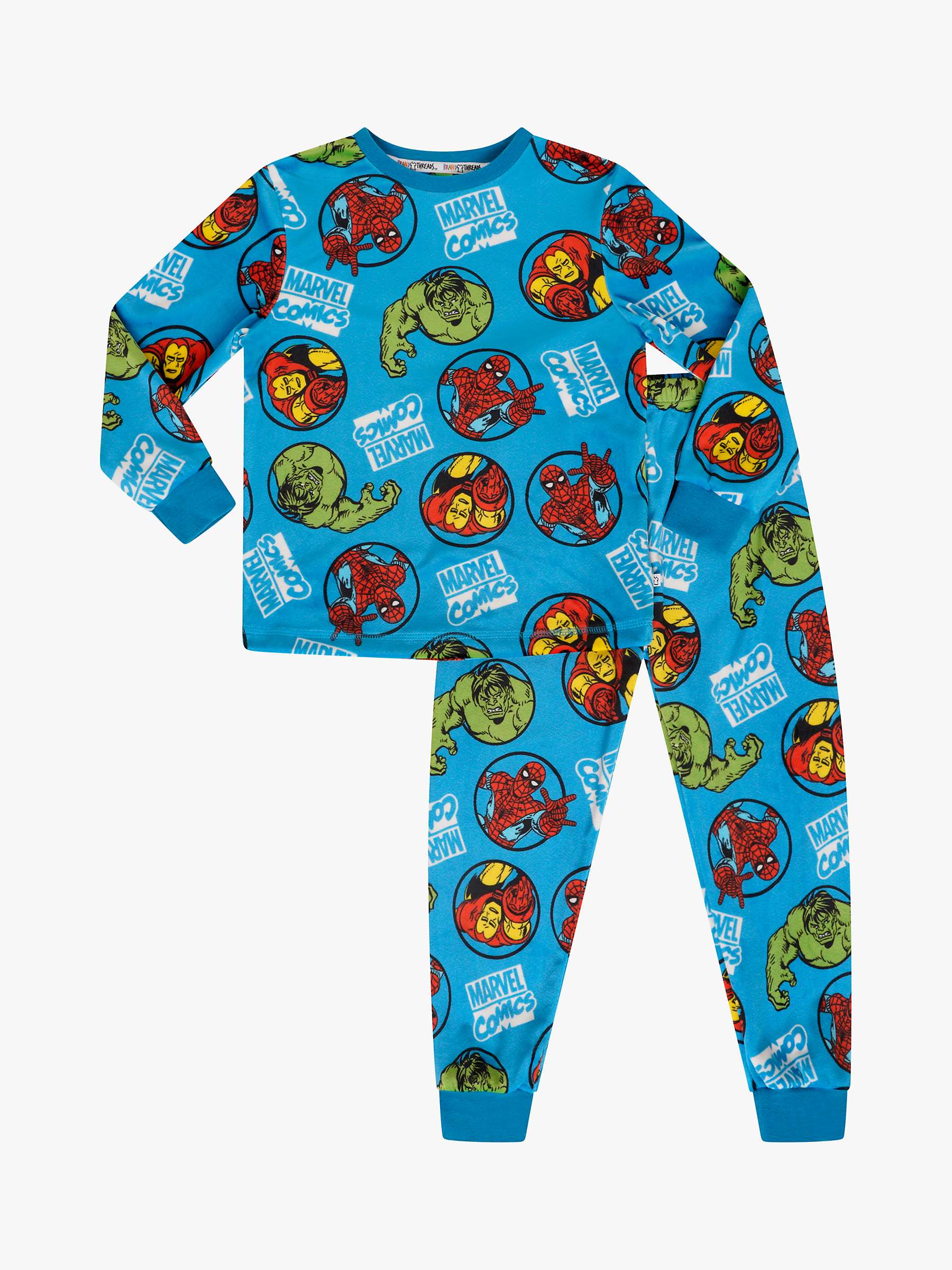 Buy Brand Threads Kids' Marvel Fleece Pyjama Set, Multi Online at johnlewis.com
