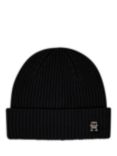 Tommy Hilfiger Cashmere Rib Knit Beanie Hat, Black