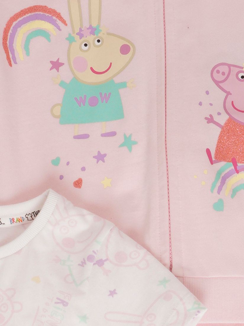 Buy Brand Threads Kids' Peppa Pig Three Piece Cotton Jogger Set, Pink Online at johnlewis.com