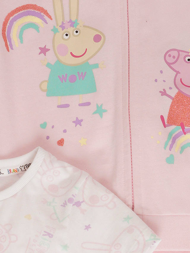 Brand Threads Kids' Peppa Pig Three Piece Cotton Jogger Set, Pink