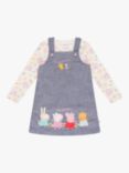 Brand Threads Kids' Peppa Pig Cotton Pinafore Dress & T-Shirt, Blue/Multi, Blue/Multi