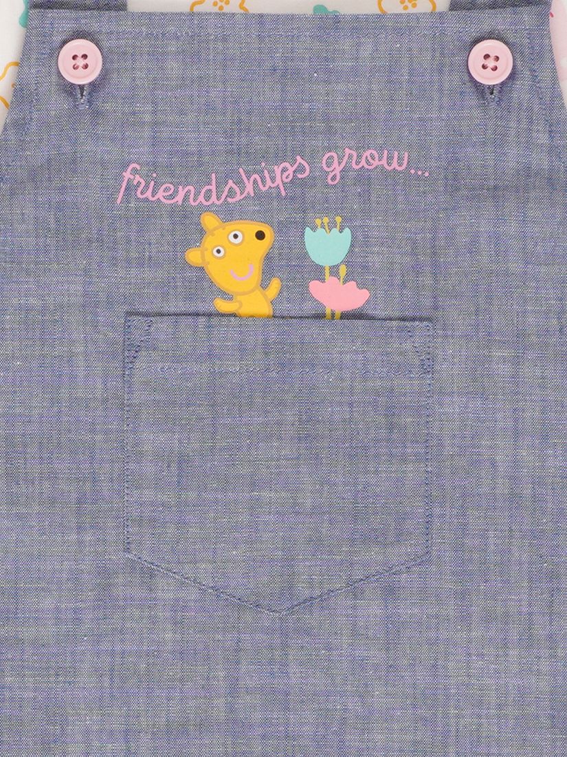 Brand Threads Kids' Peppa Pig Cotton Pinafore Dress & T-Shirt, Blue/Multi, 1-2 years
