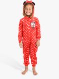 Brand Threads Kids' Minnie Hooded Onesie, Red/White