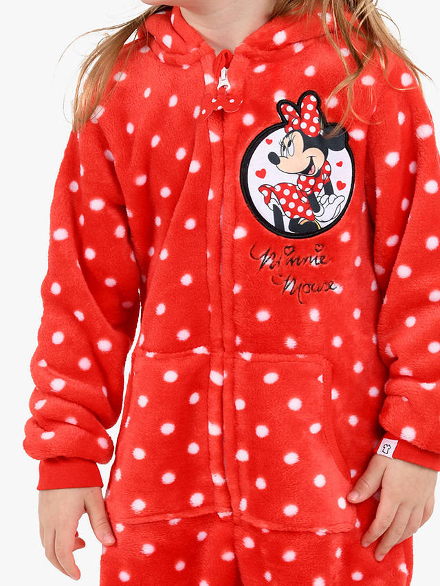 Brand Threads Kids' Minnie Hooded Onesie, Red/White