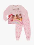 Brand Threads Kids' Disney Princess Long Sleeve Pyjama Set, Pink