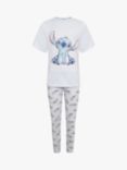 Brand Threads Kids' Disney Lilo and Stitch Cotton Pyjama Set, Blue/Grey