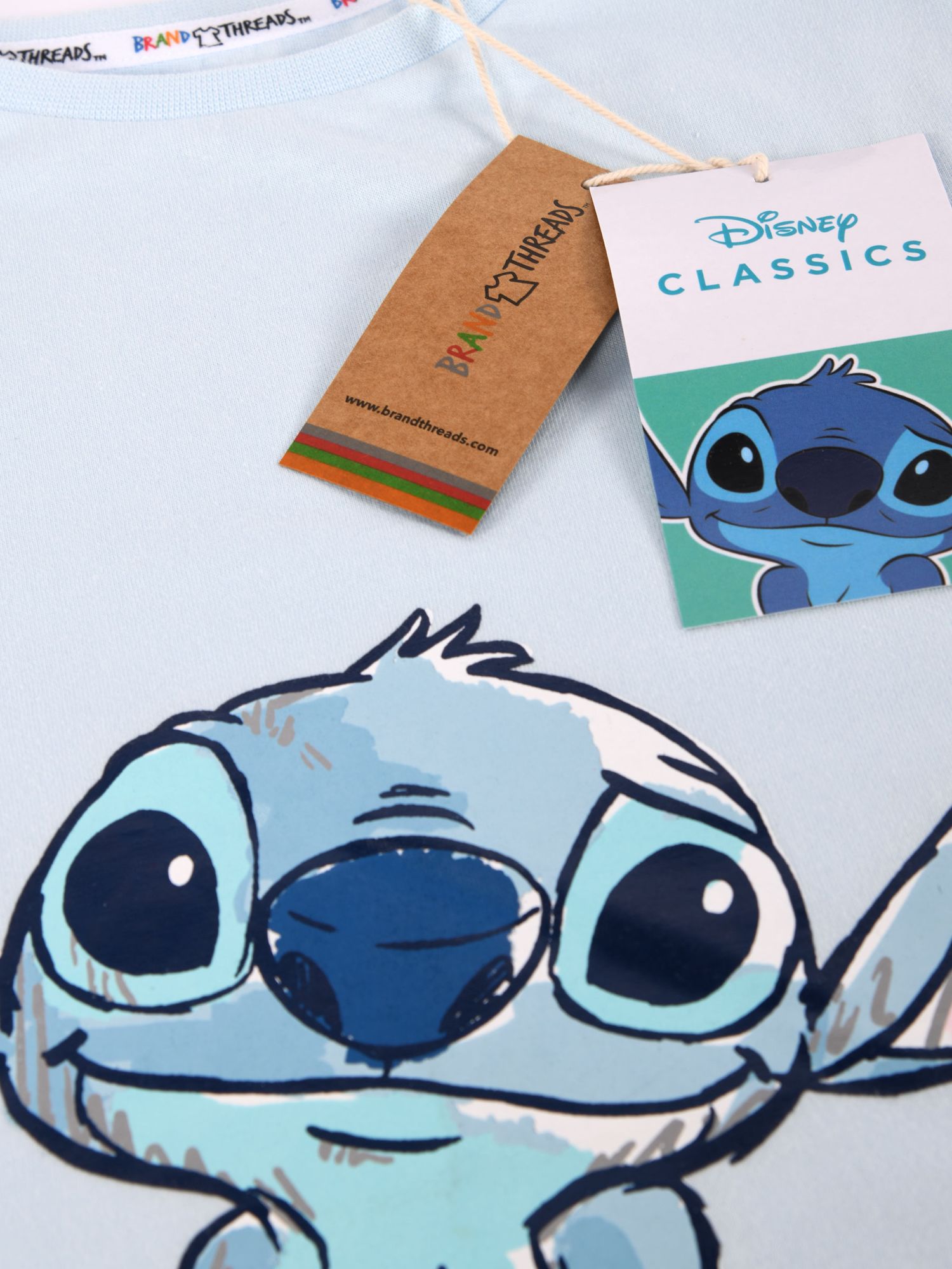 Buy Brand Threads Kids' Disney Lilo and Stitch Cotton Pyjama Set, Blue/Grey Online at johnlewis.com