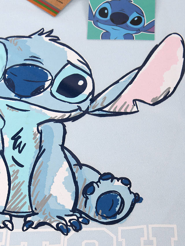 Brand Threads Kids' Disney Lilo and Stitch Cotton Pyjama Set, Blue/Grey