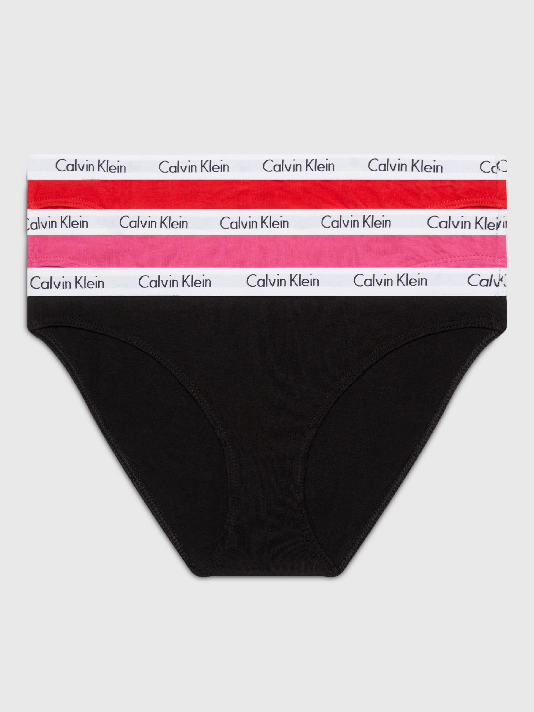 Calvin Klein Carousel Bikini Knickers, Pack of 3, Black/Rouge/Fuchsia at  John Lewis & Partners