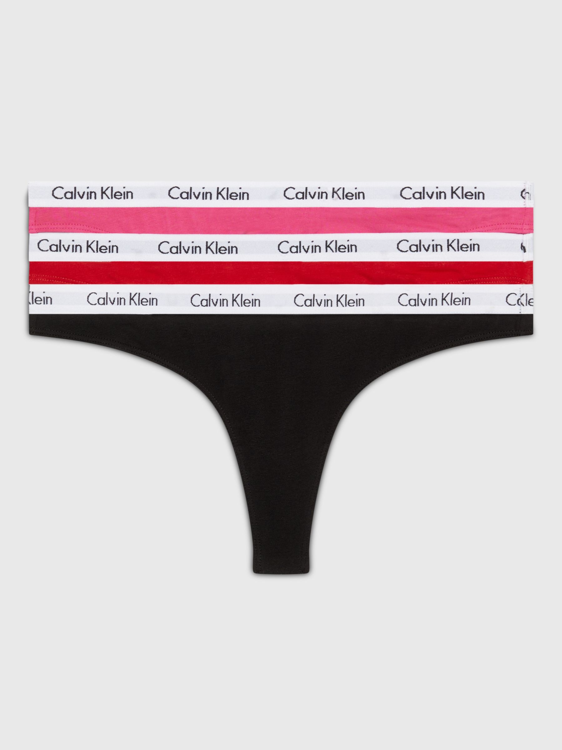 Calvin Klein Carousel Thong, Pack of 3, Black/Rouge/Fuchsia