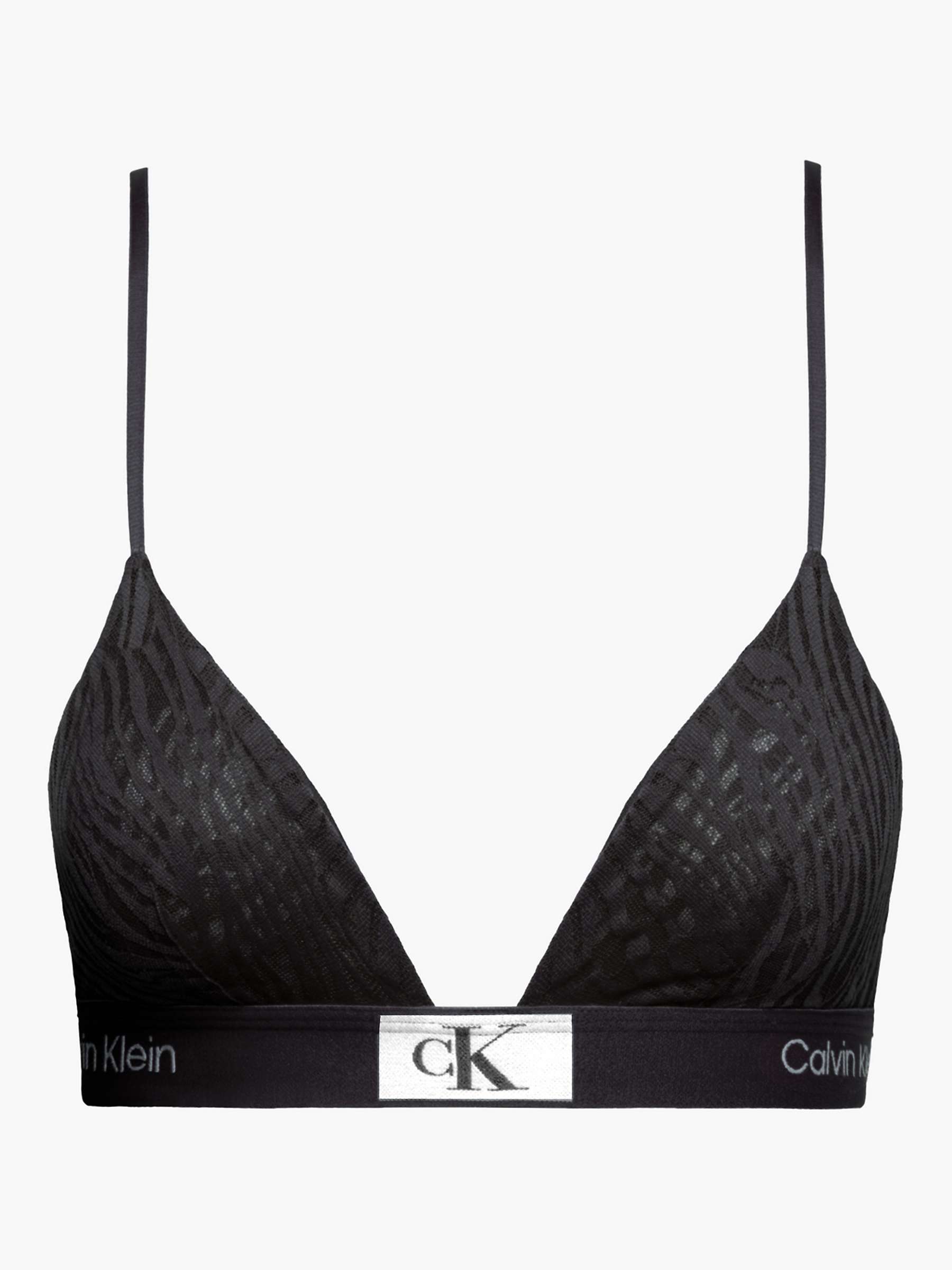Buy Calvin Klein Animal Lace Triangle Bra, Black Online at johnlewis.com