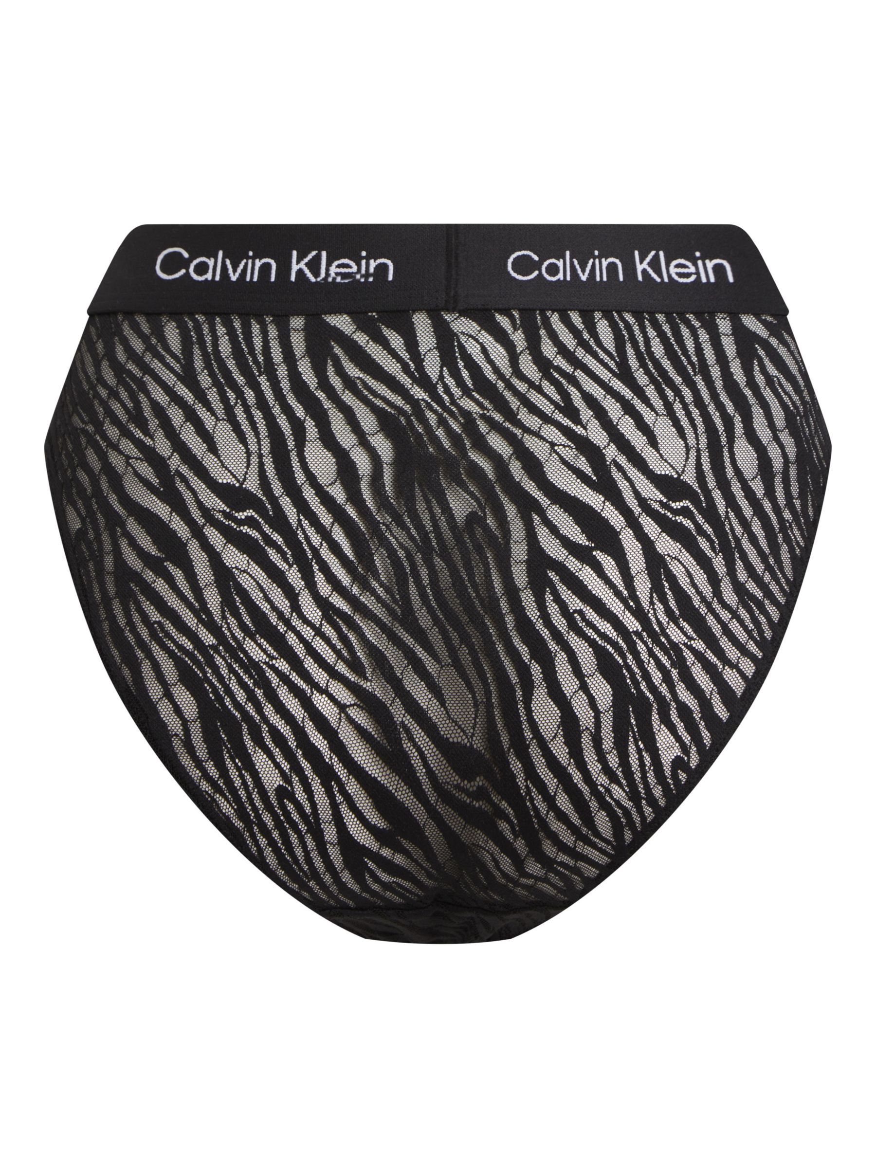 Calvin Klein Animal Lace Bikini Briefs, Black at John Lewis & Partners