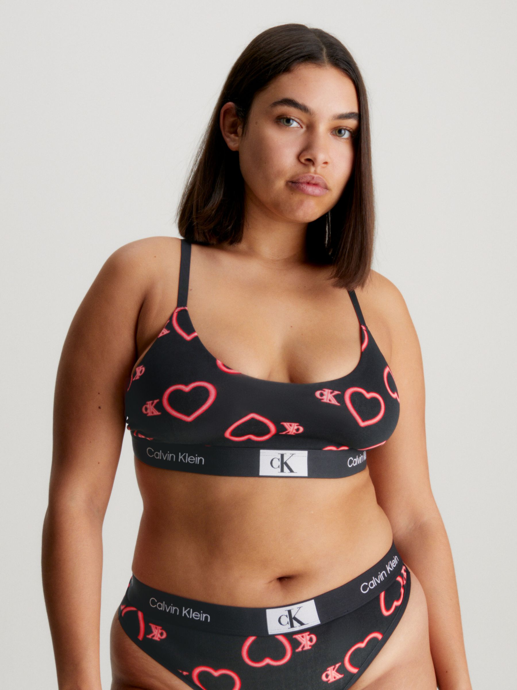Calvin Klein Women's 1996 Cotton Unlined Triangle Bralette, Neon Hearts  Black at  Women's Clothing store
