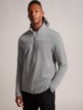 Ted Baker Long Sleeve Textured Panel Half Zip Fleece, Grey