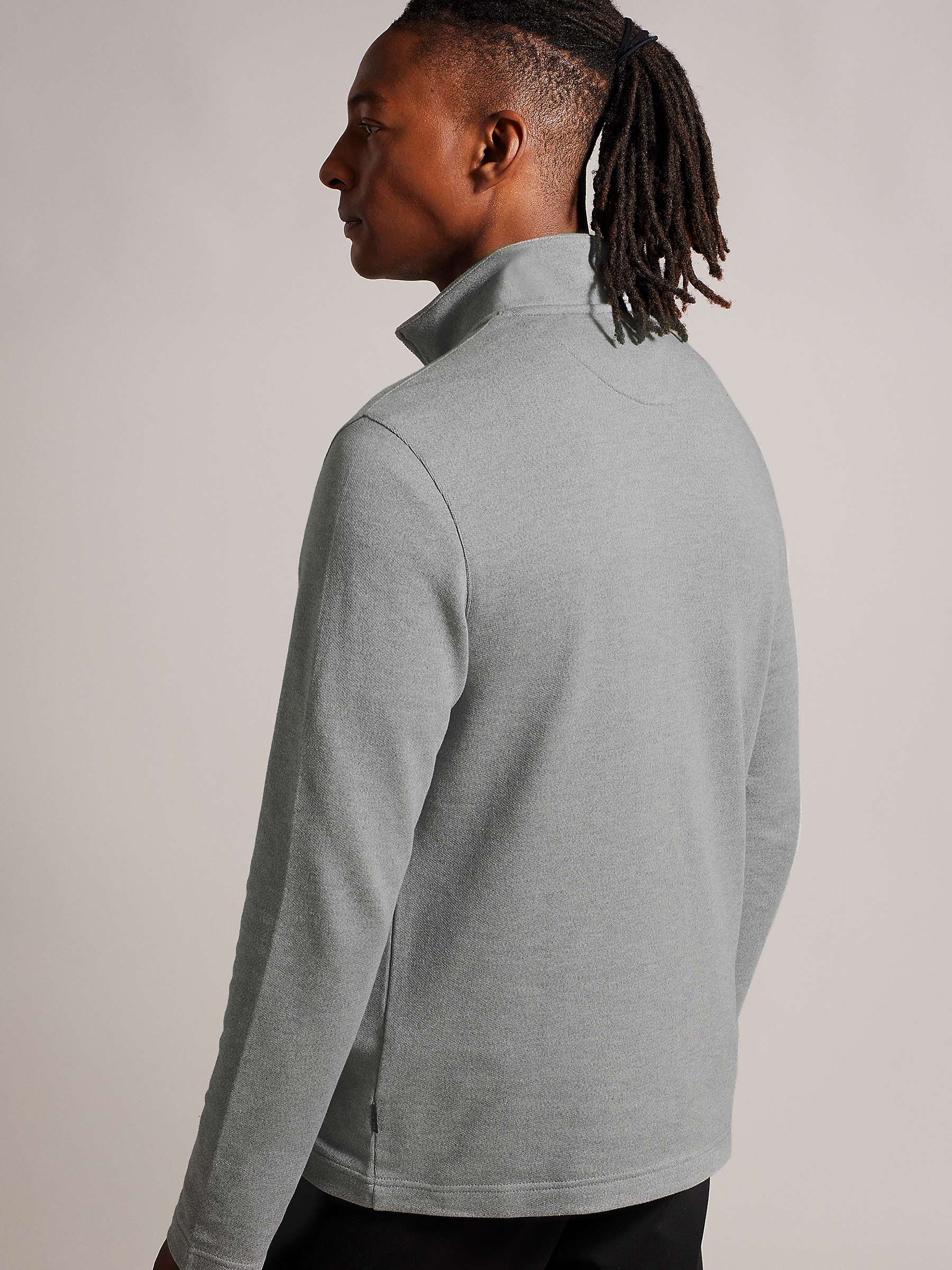 Buy Ted Baker Long Sleeve Textured Panel Half Zip Fleece, Grey Online at johnlewis.com