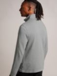 Ted Baker Long Sleeve Textured Panel Half Zip Fleece, Grey, Grey
