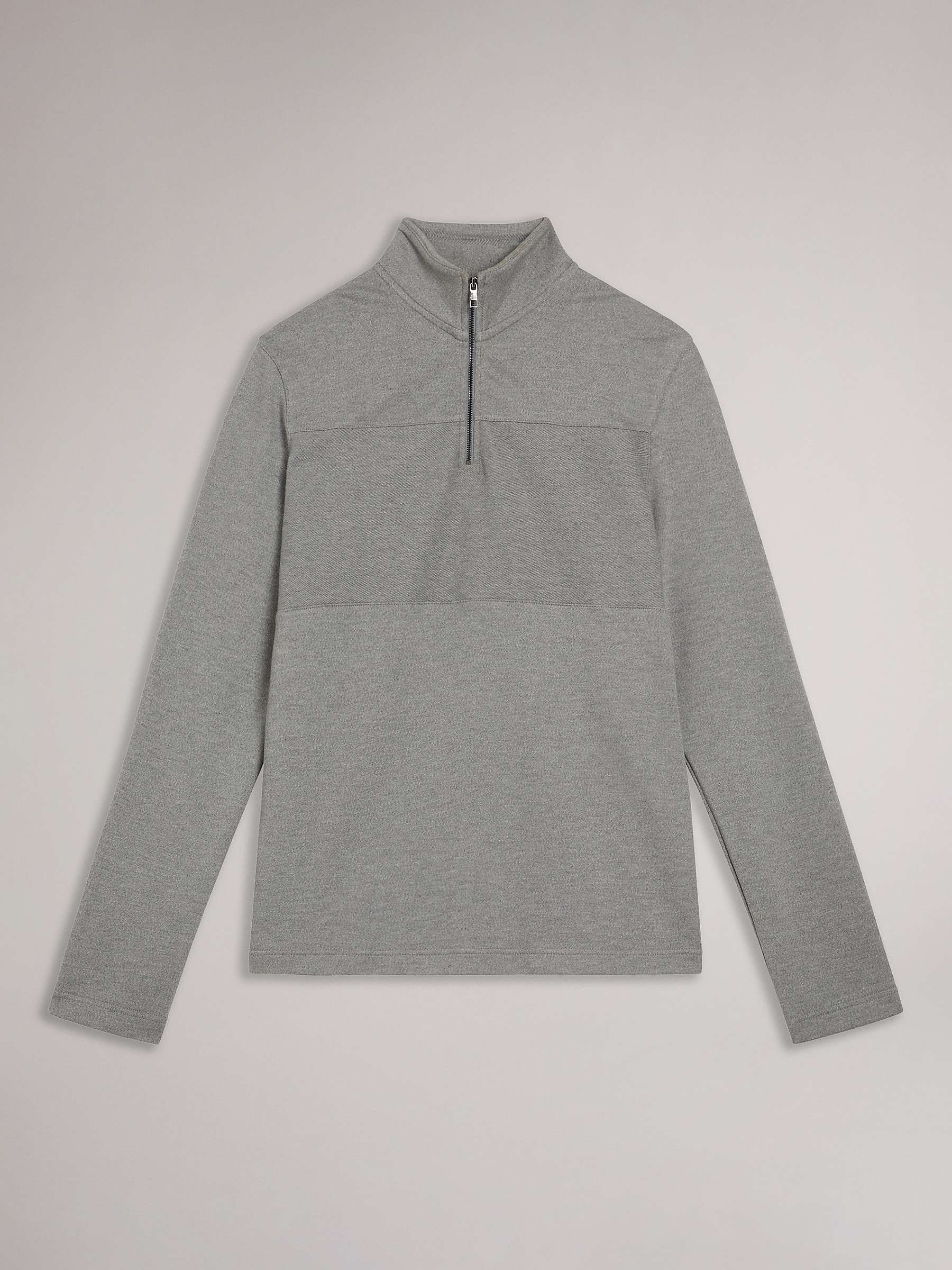 Buy Ted Baker Long Sleeve Textured Panel Half Zip Fleece, Grey Online at johnlewis.com