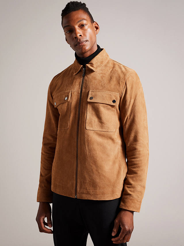 Ted Baker Thierry Suede Zip Through Shacket, Tan