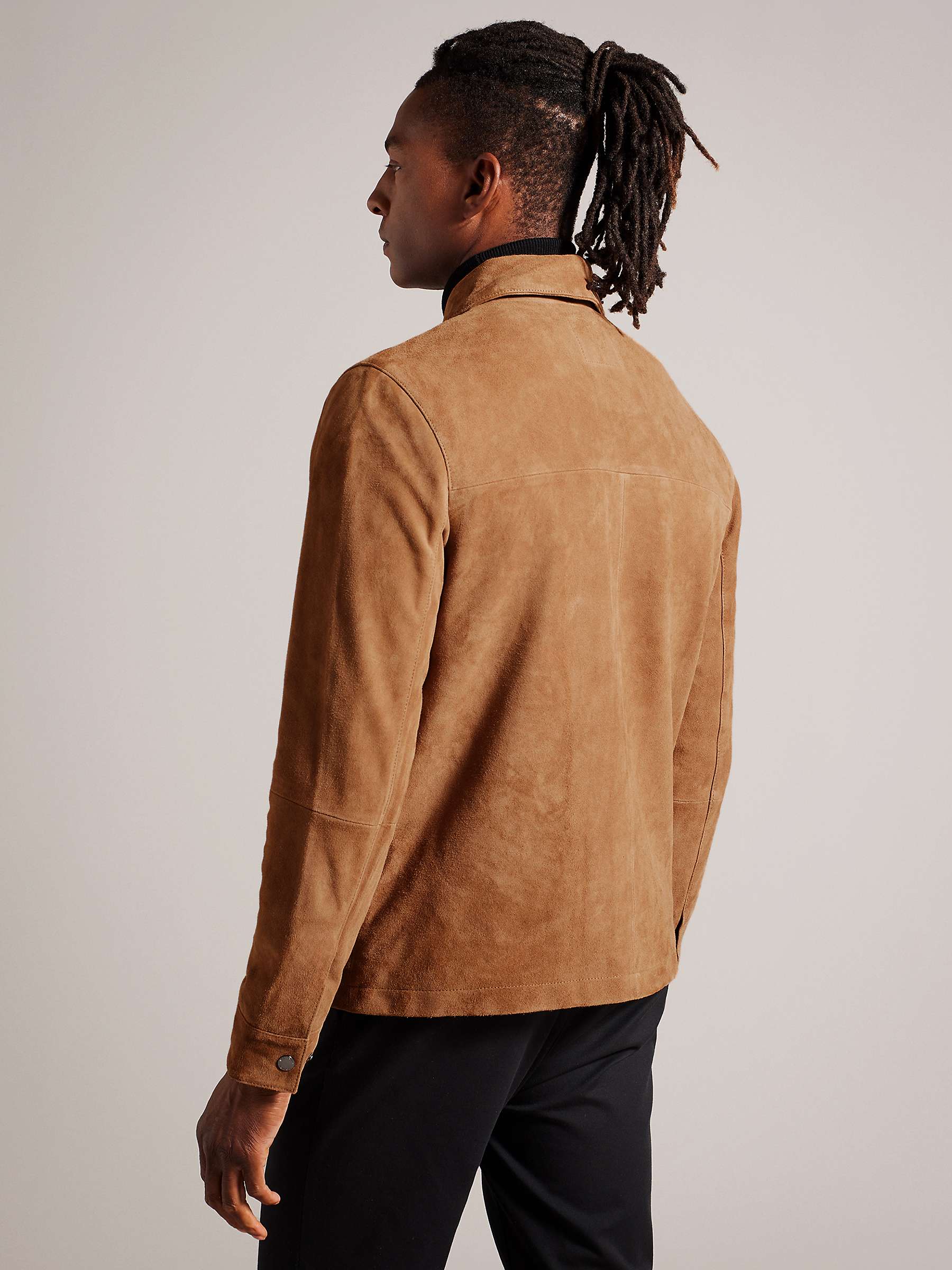 Buy Ted Baker Thierry Suede Zip Through Shacket, Tan Online at johnlewis.com