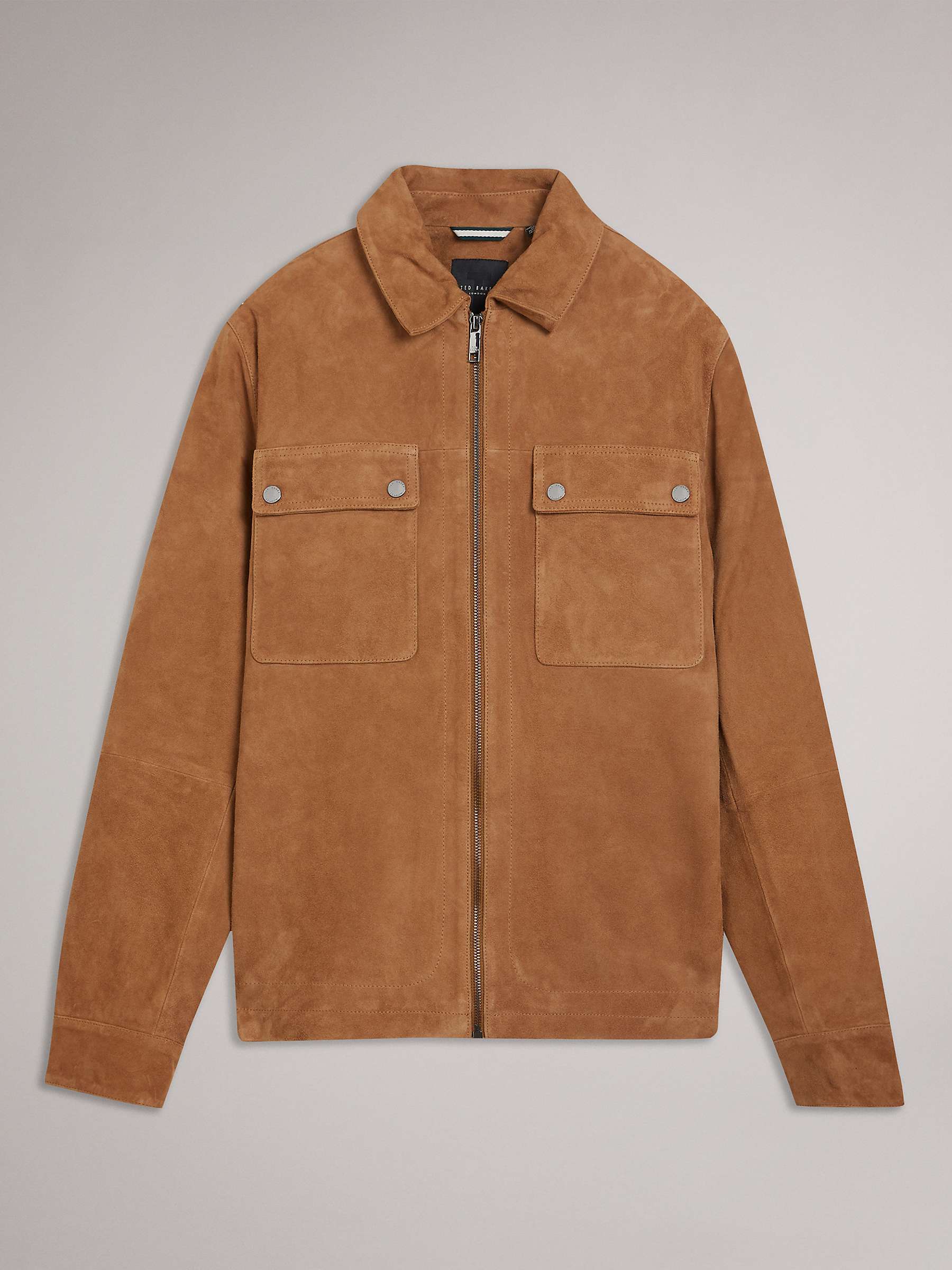 Buy Ted Baker Thierry Suede Zip Through Shacket, Tan Online at johnlewis.com