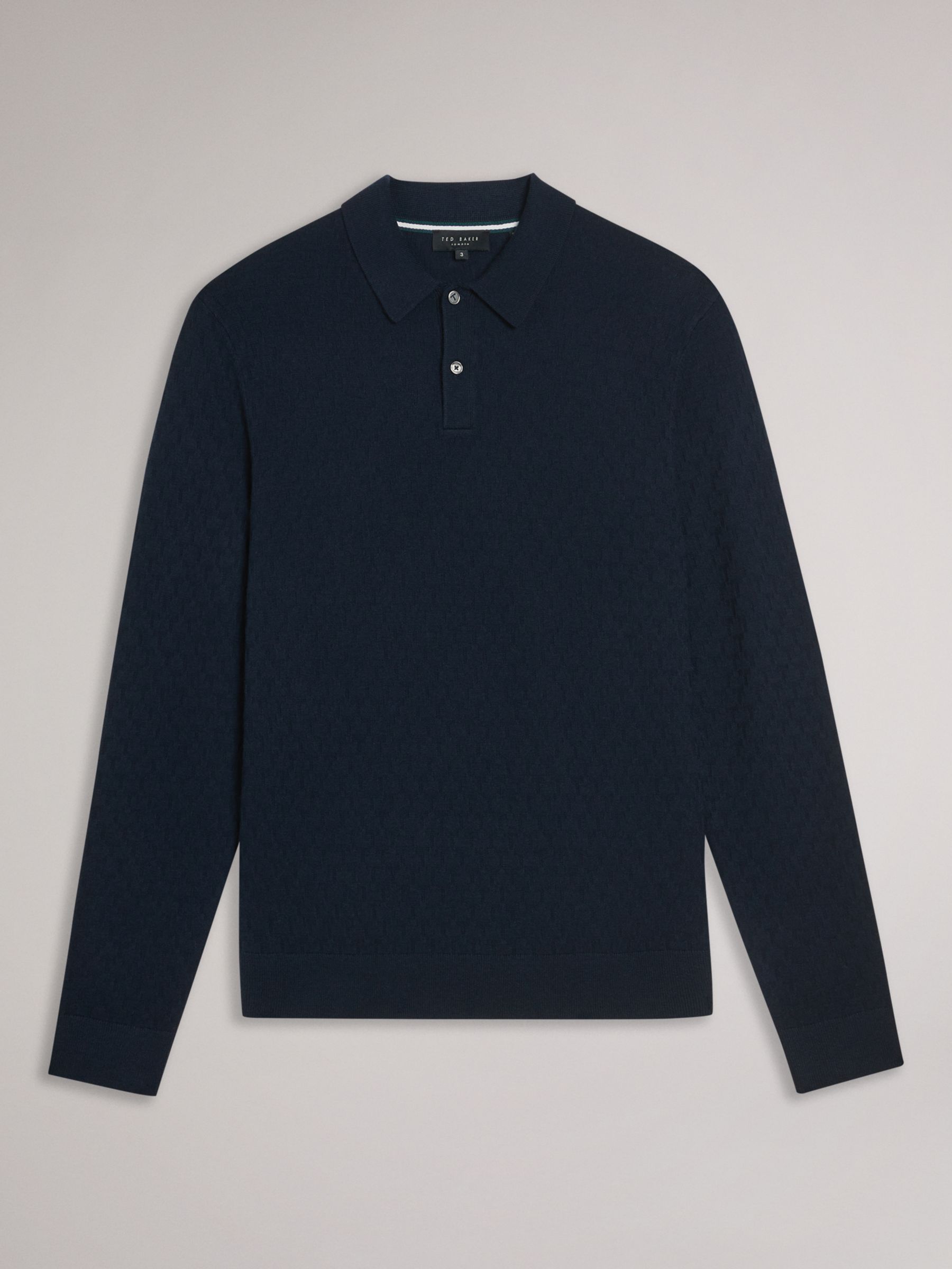 Ted Baker Morar Knitted Polo Top, Blue Navy, L