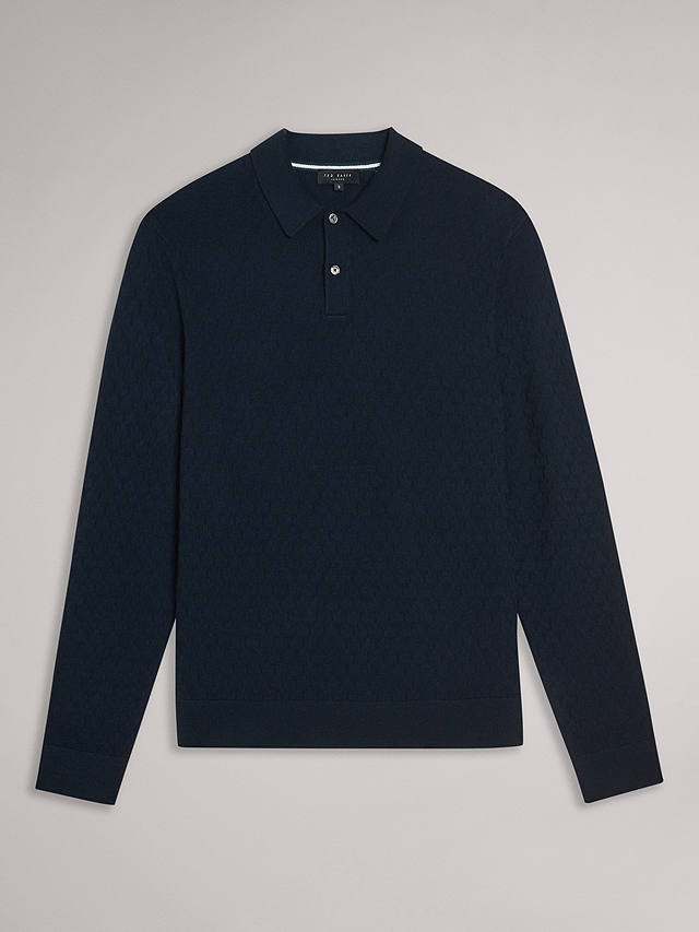 Ted Baker Morar Knitted Polo Top, Blue Navy