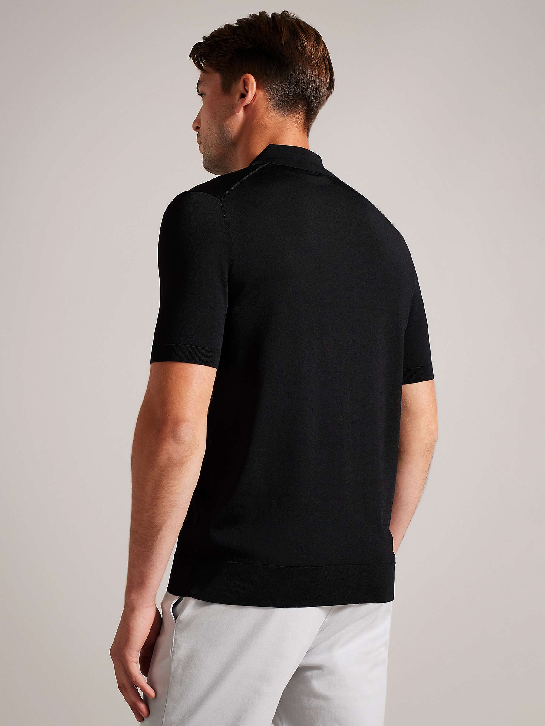 Buy Ted Baker Daldin Short Sleeve Zip Polo Top, Black Online at johnlewis.com