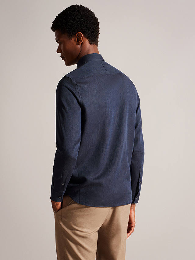 Ted Baker Crotone Cotton Herringbone Shirt, Blue at John Lewis & Partners