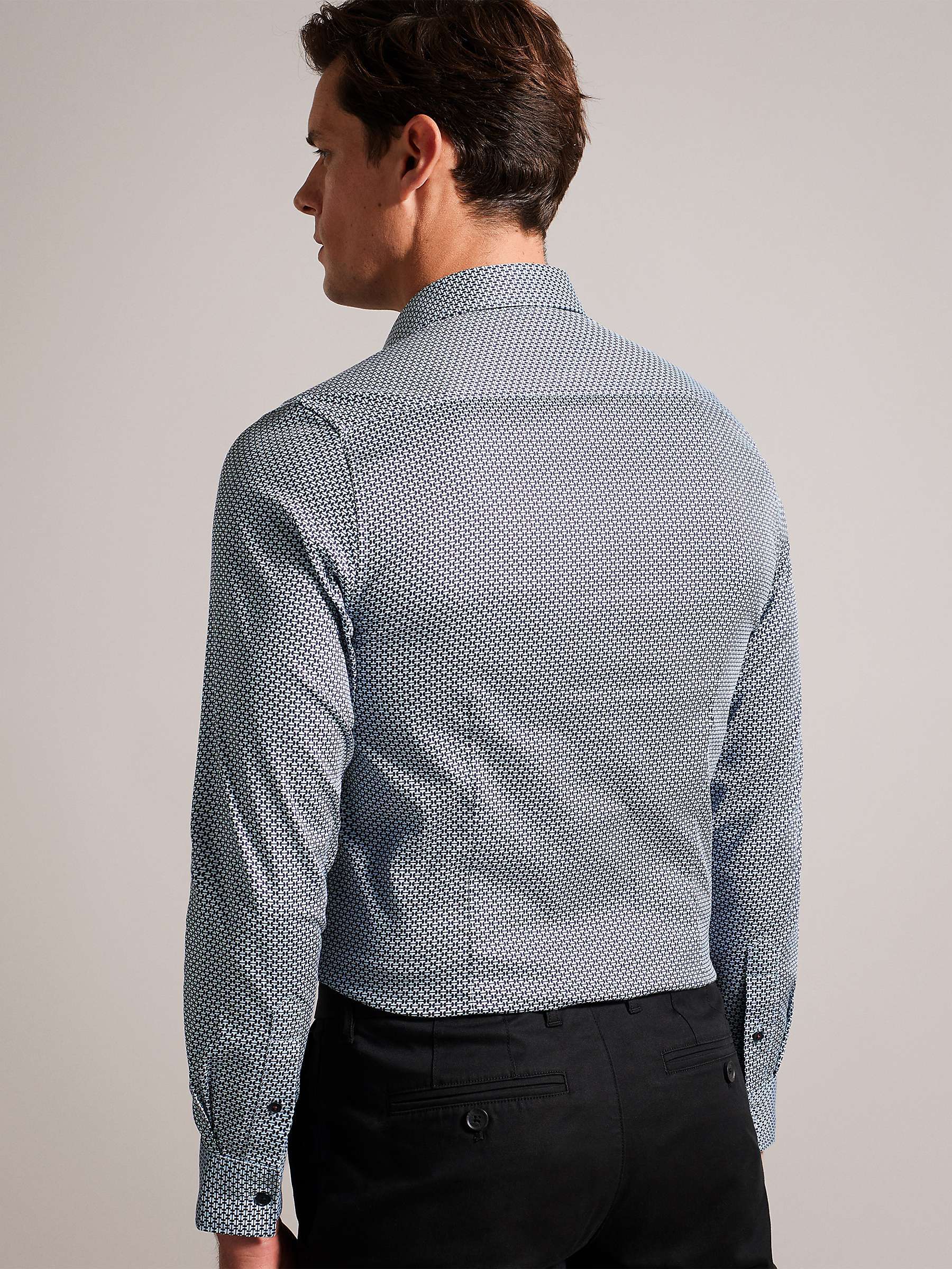 Buy Ted Baker Faenza Long Sleeve Geo Shirt, Blue Online at johnlewis.com