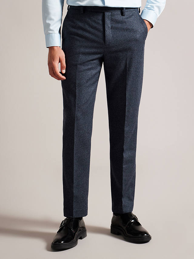Ted Baker Arthurt Slim Fit Wool Blend Tailored Trousers, Navy at John ...