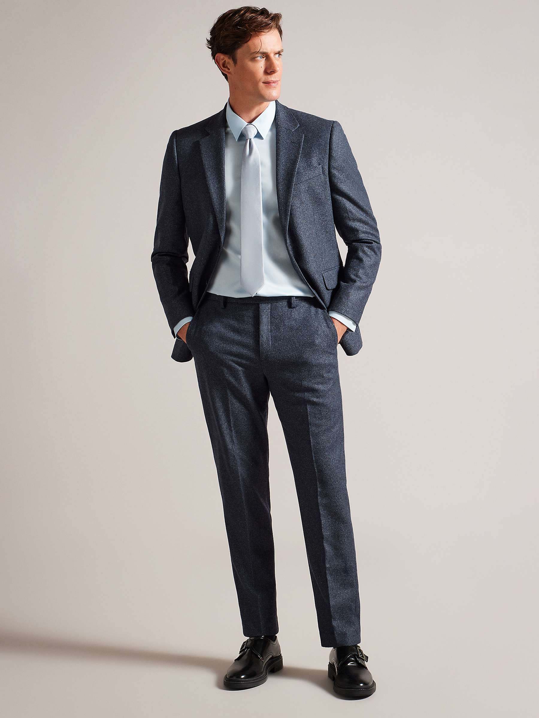 Buy Ted Baker Arthurt Slim Fit Wool Blend Tailored Trousers, Navy Online at johnlewis.com