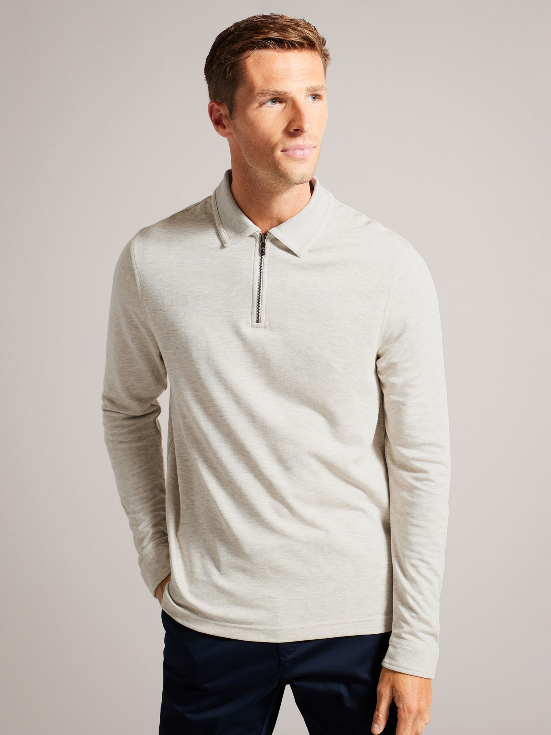 Ted Baker Regular Soft Touch Polo, Natural Cream at John Lewis & Partners