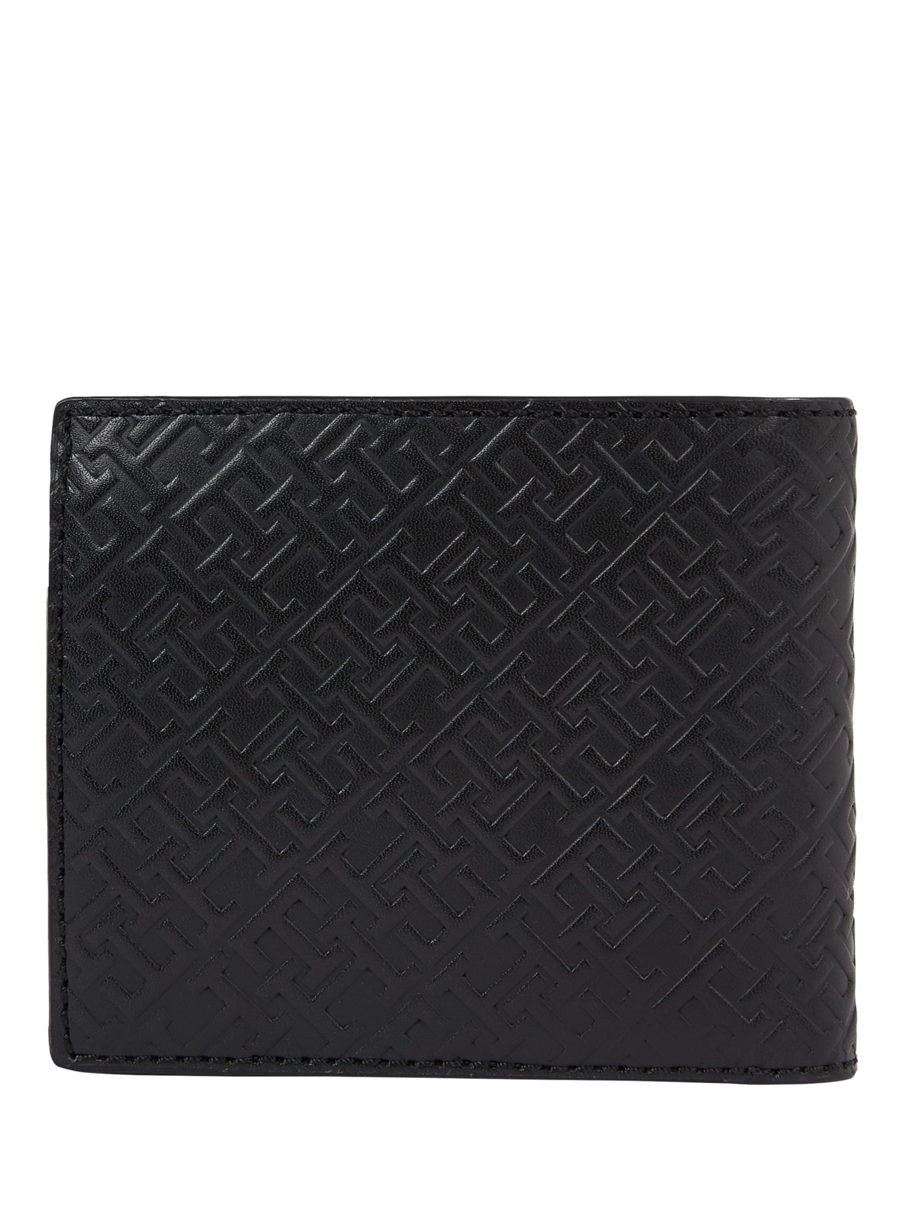 Tommy Hilfiger Monogram Leather Wallet, Black at John Lewis & Partners