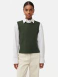 Jigsaw Cotton Wool Blend Rib Knit Tank Top, Dark Green