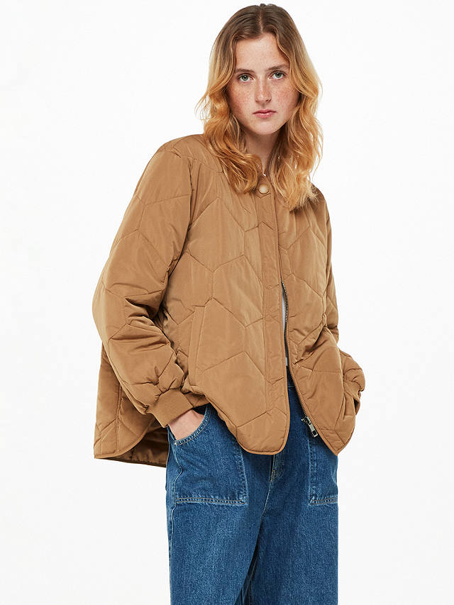 Whistles Ida Short Quilted Coat, Camel