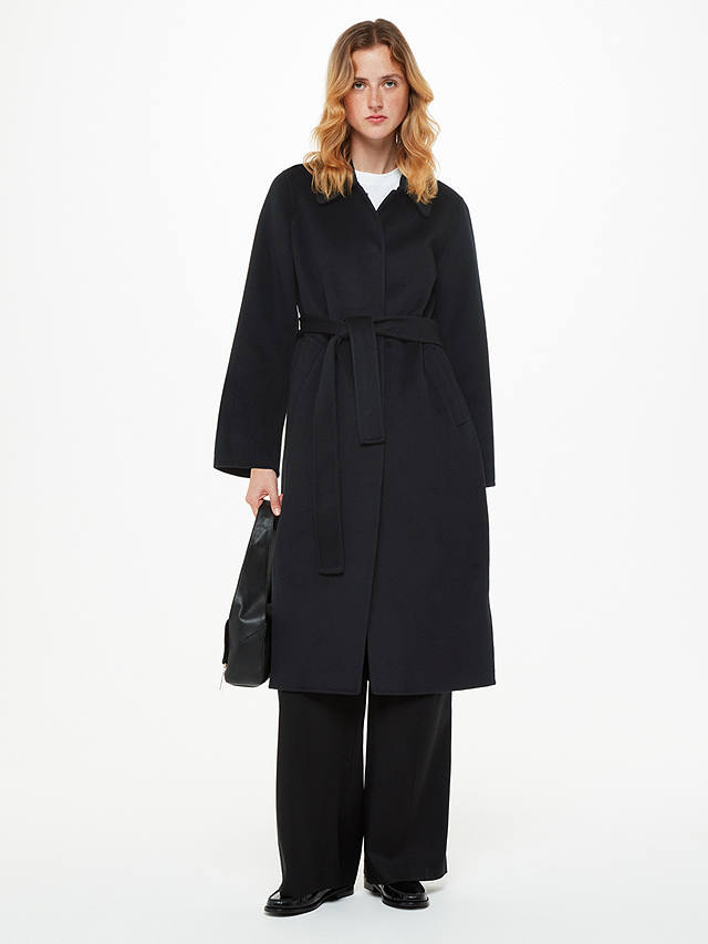Whistles Nell Belted Doubled Faced Coat, Black