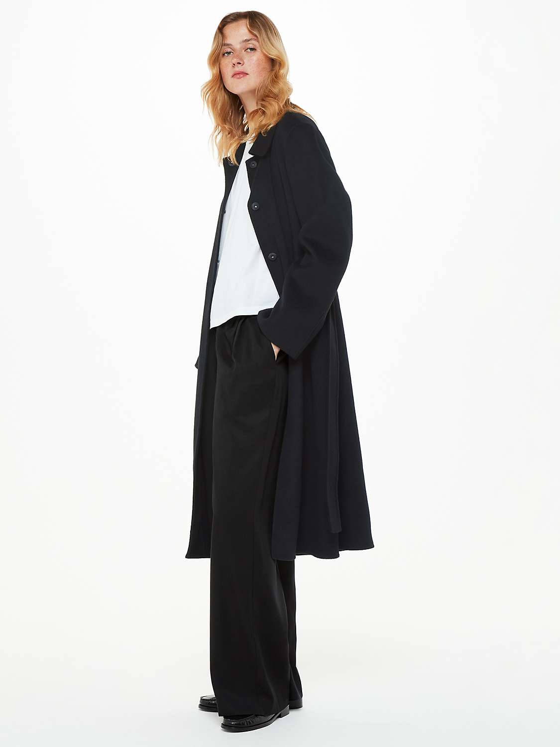 Buy Whistles Nell Belted Doubled Faced Coat, Black Online at johnlewis.com