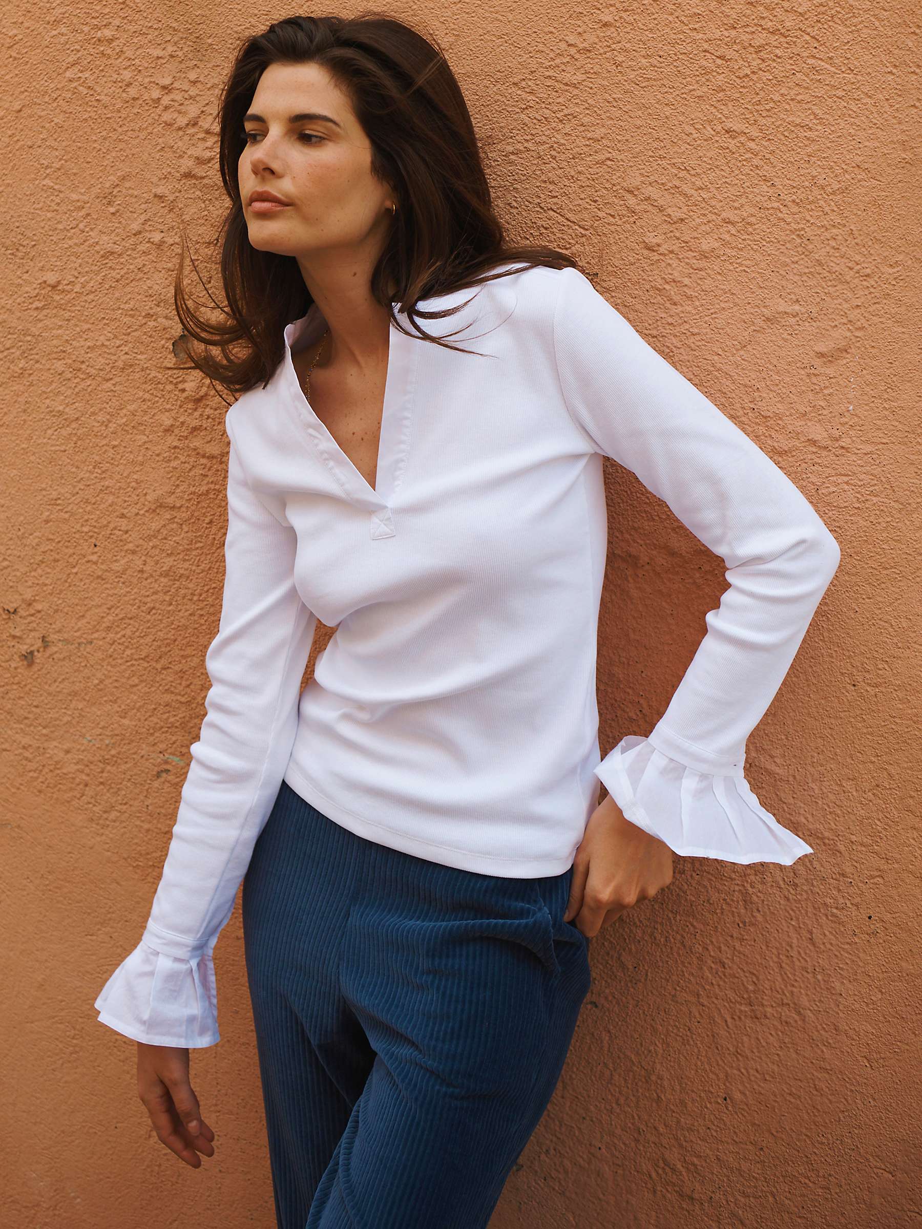 NRBY Eden Plain Jersey Top, White at John Lewis & Partners