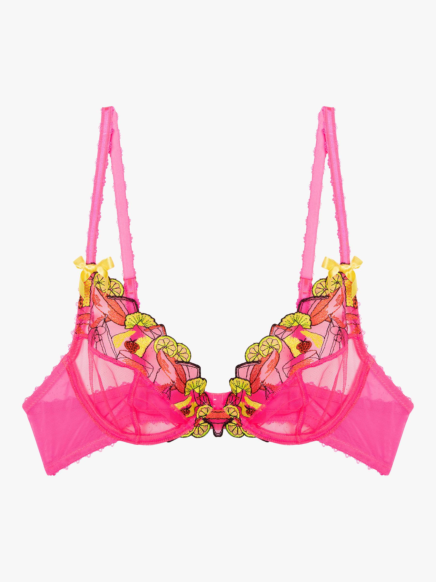 Buy Playful Promises Magda Neon Cocktail Embroidery Plunge Bra, Pink/Multi Online at johnlewis.com