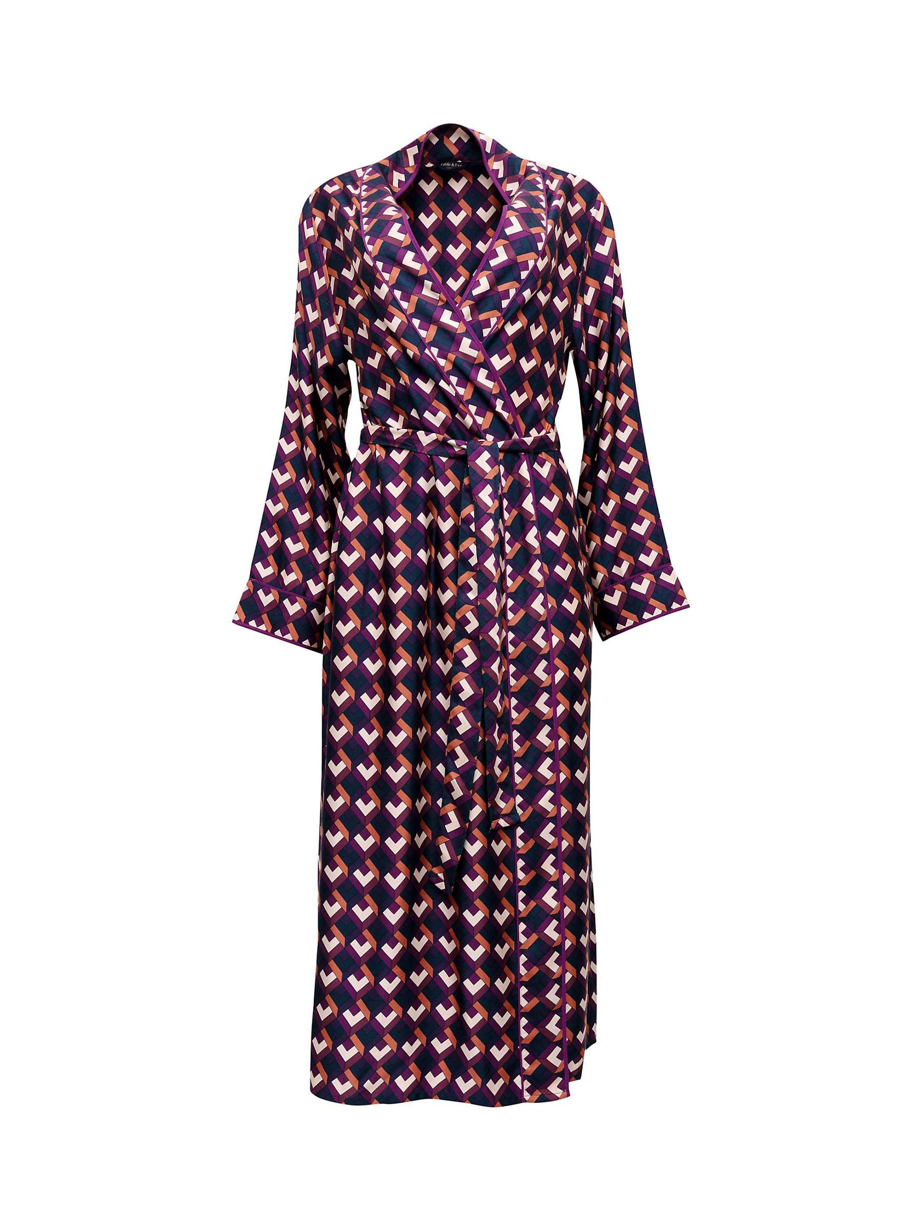 Buy Fable & Eve Southbank Geo Print Long Dressing Gown, Navy Online at johnlewis.com
