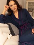 Fable & Eve Southbank Knit Long Dressing Gown, Navy